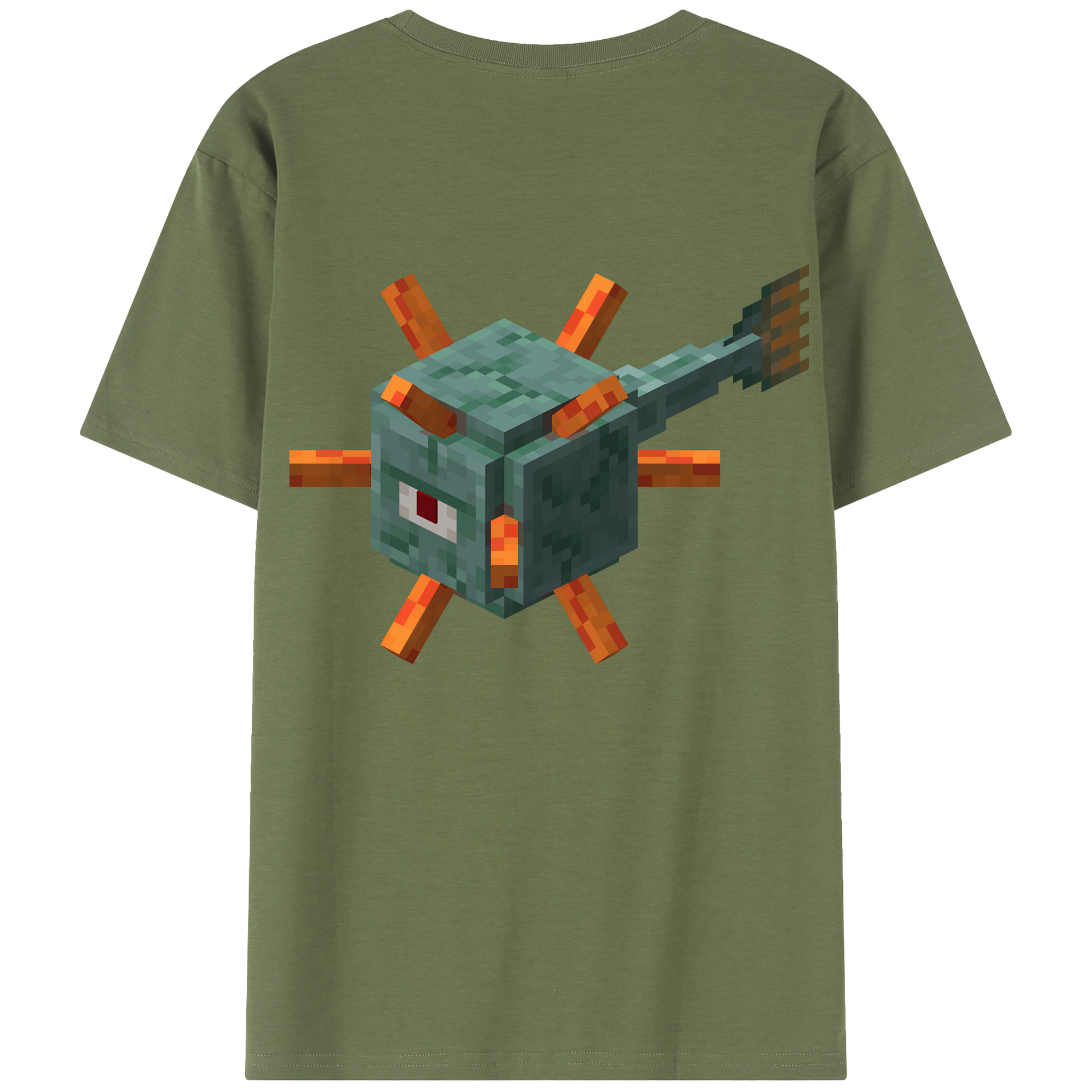 （画像用） マインクラフト ブロックの世界 Minecraft MC Block world 綿100％半袖Tシャツ（背面プリント）